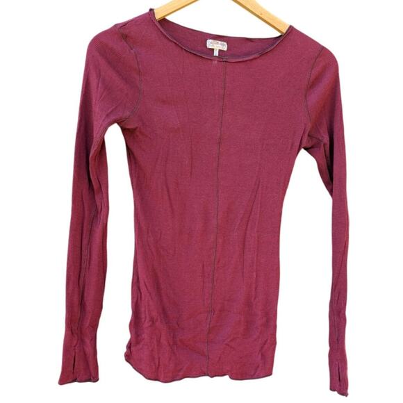 Intimately Free People Red Base Layer Thumb Holes S Natural Fiber Crew Neck Long - Picture 1 of 6
